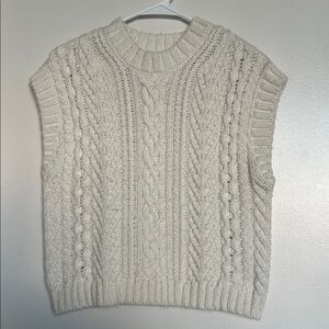 H&M Women's Off-White Cable Knit Sweater Vest